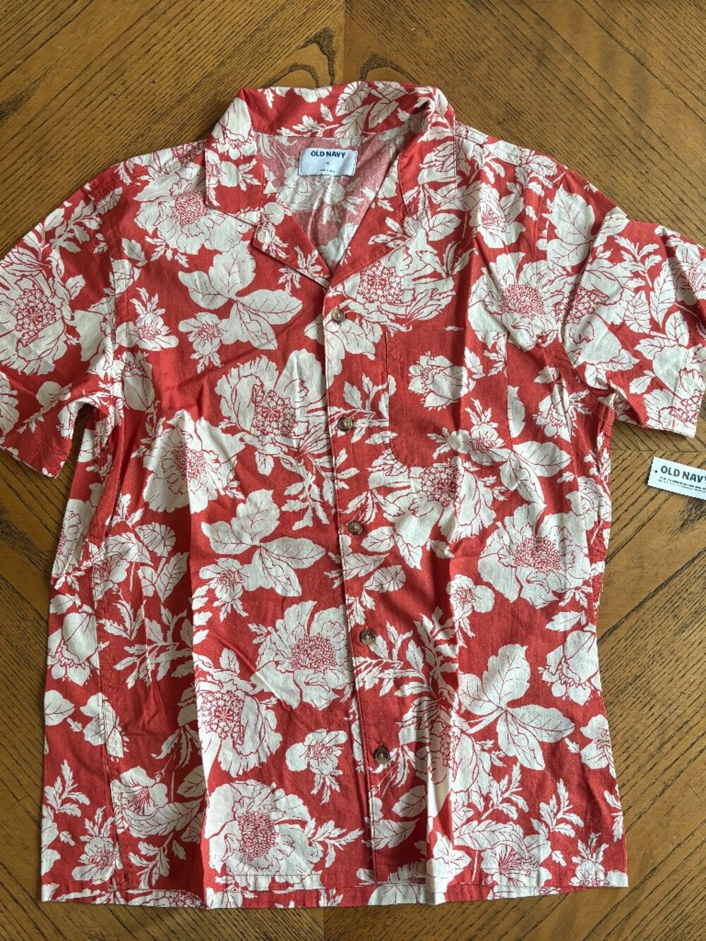 Old Navy Terracotta Floral Camp Collar Hawaiian Shirt Men's Medium - NWT